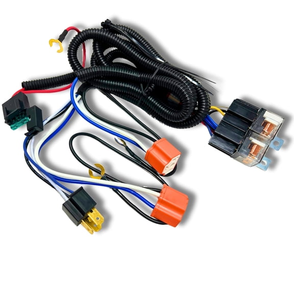 [ALL STAR TRUCK PARTS] 2-Headlight H4 Headlamp Light Bulb Ceramic Socket Plugs Relay Wiring Harness Kit