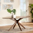 thumbnail image 6 of Bowery Hill Wood Walnut Brown Dining Table Oval 71" Unassembled, 6 of 8