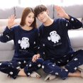 thumbnail image 2 of Pijamas de franela bordada para hombres y mujeres, ropa de dormir para parejas, terciopelo Coral, cálido, dibujos animados, hogar, otoño, invierno, nuevo, 2 of 4
