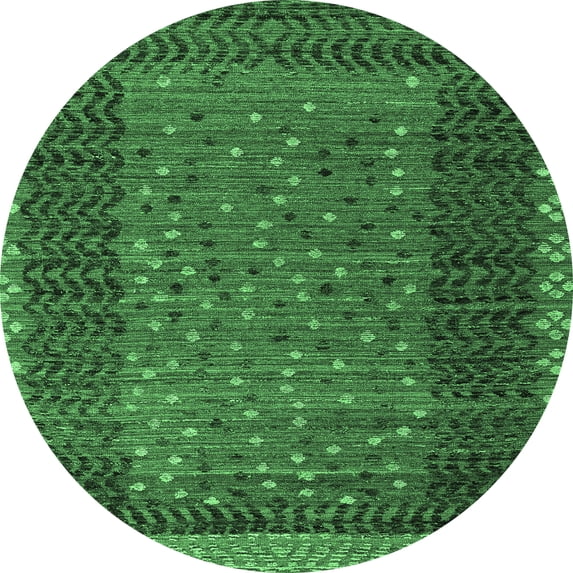 Ahgly Company Indoor Round Abstract Emerald Green Modern Area Rugs, 5' Round