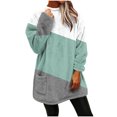 thumbnail image 5 of ZUKMRJPC Women's Flannel Sweatshirts Winter Warm Fleece Round Neck Fashion Color Block Long Pullover Soft Comfy Casual Tops with Pocket, 5 of 8