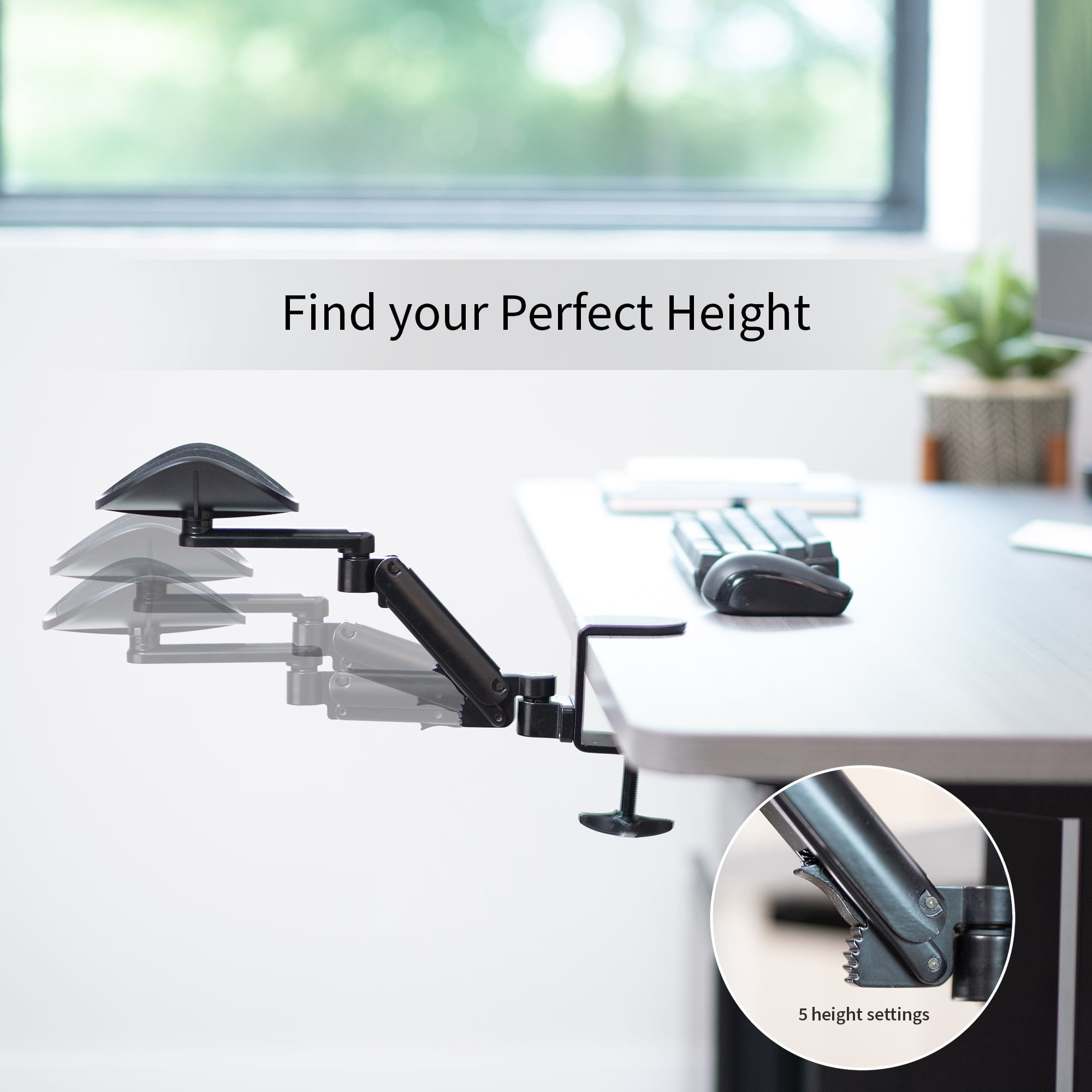 VIVO Black Universal Clamp-on Adjustable Ergonomic Arm and Wrist Rest Pad