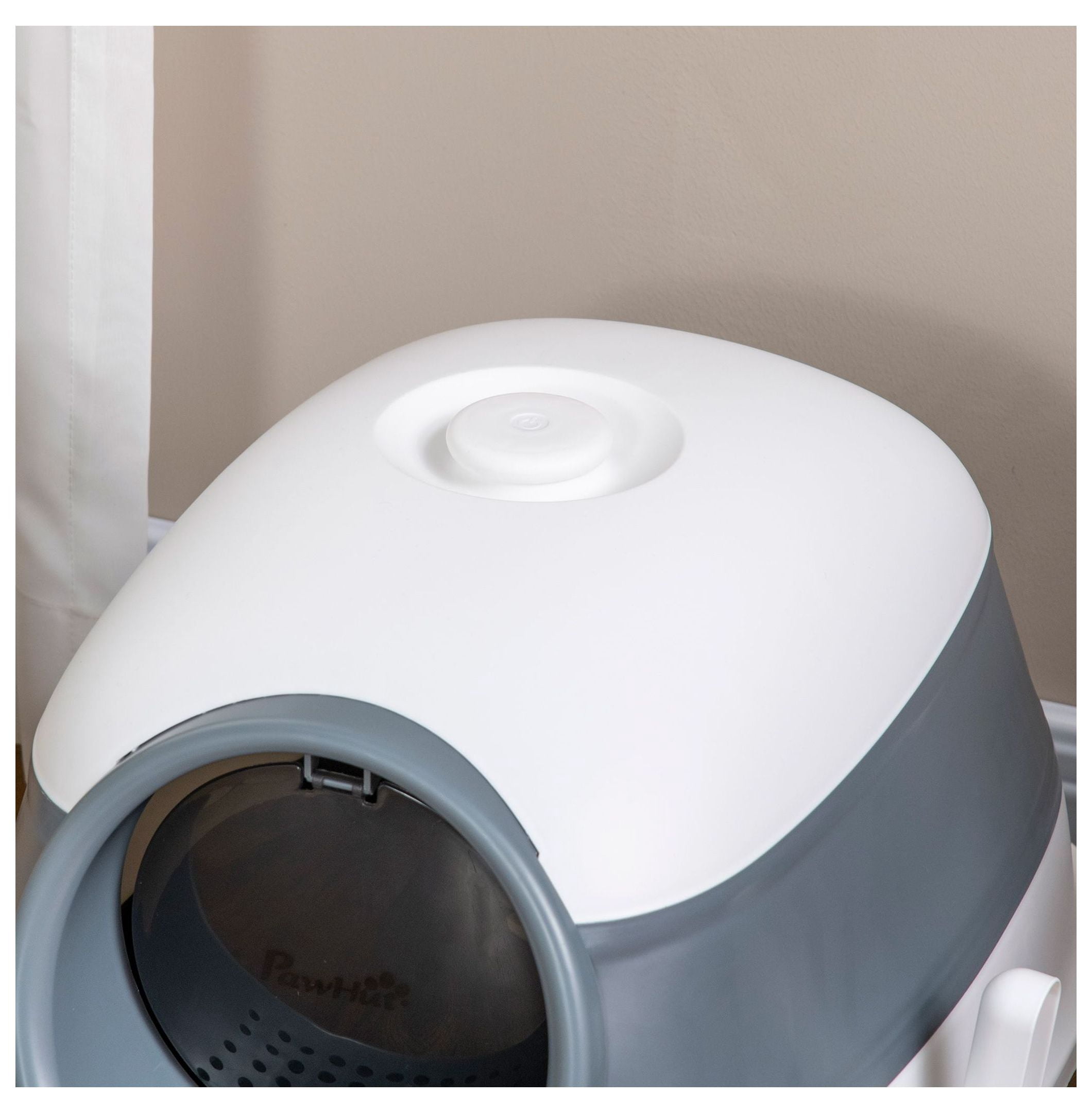 Cat Litter Box Covered, Dome Design with Door, White & Gray - Enclosed Pet Toilet for Privacy, Odor Control & Easy Cleaning