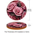 thumbnail image 3 of Rose 6Pcs Round Microfiber Leather Car Coasters, 11x11 cm/4.3x4.3 in, Cup Holder Coasters for Car, Drink Absorbent Car Coasters, Slip Car Coaster Set, 3 of 6