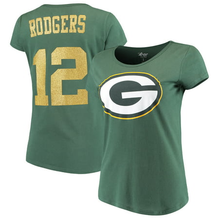 Aaron Rodgers Green Bay Packers G-III 4Her by Carl Banks Women's Glitter Endzone Player Name & Number T-Shirt -