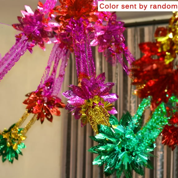 LAMIRO Pack of 4Pcs Christmas Foil Garland Ceiling Hanging Tinsel Xmas Home Decoration Xmas Garland