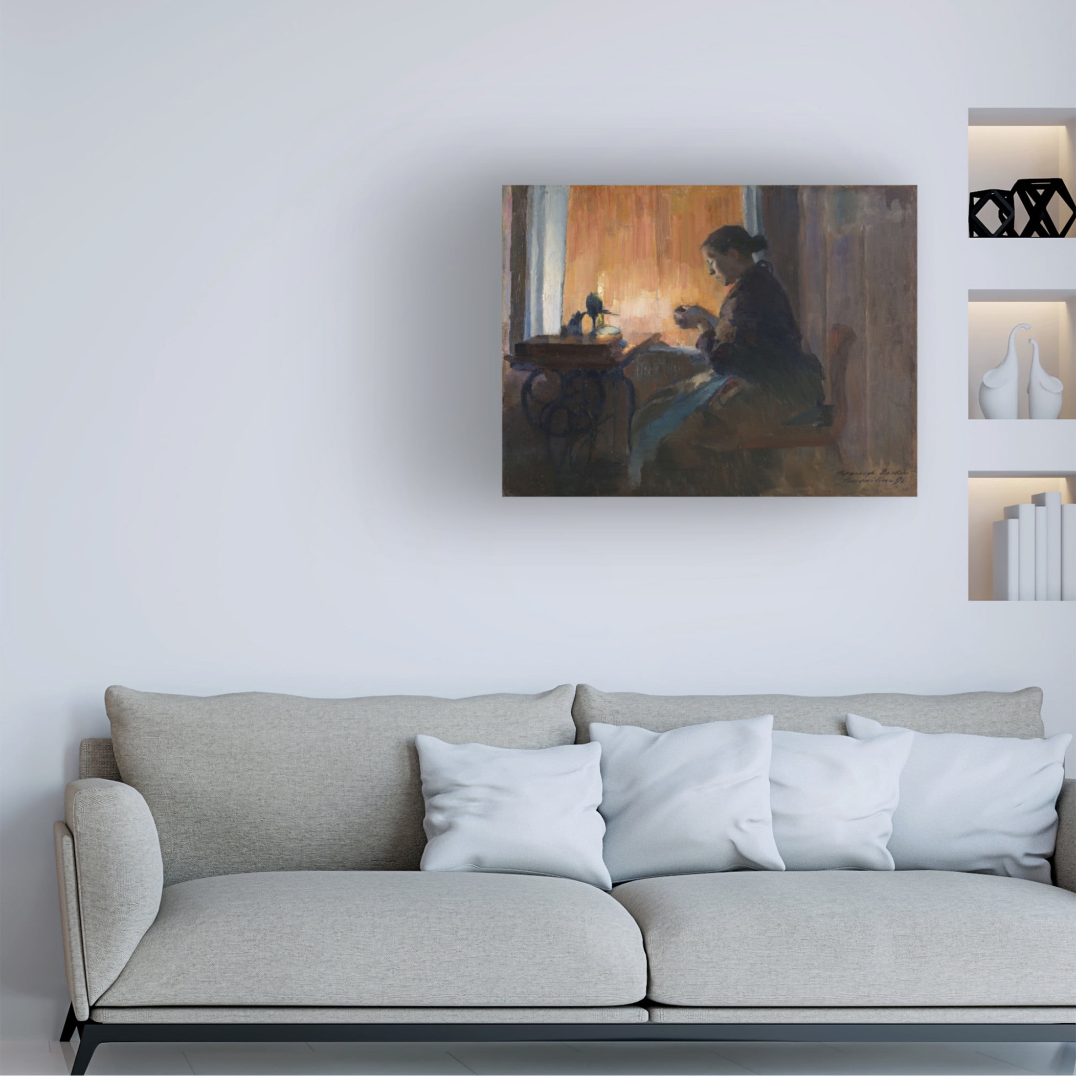 Harriet Backer 'By Lamp Light, 1890' Canvas Art - 47 x 35 Inches