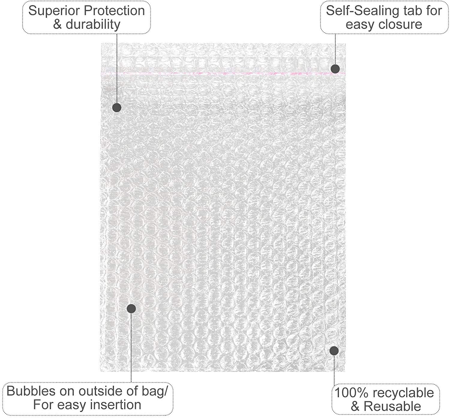 Nvzi 7"x8.5" Bubble Wrap Bags, Clear,100 Count