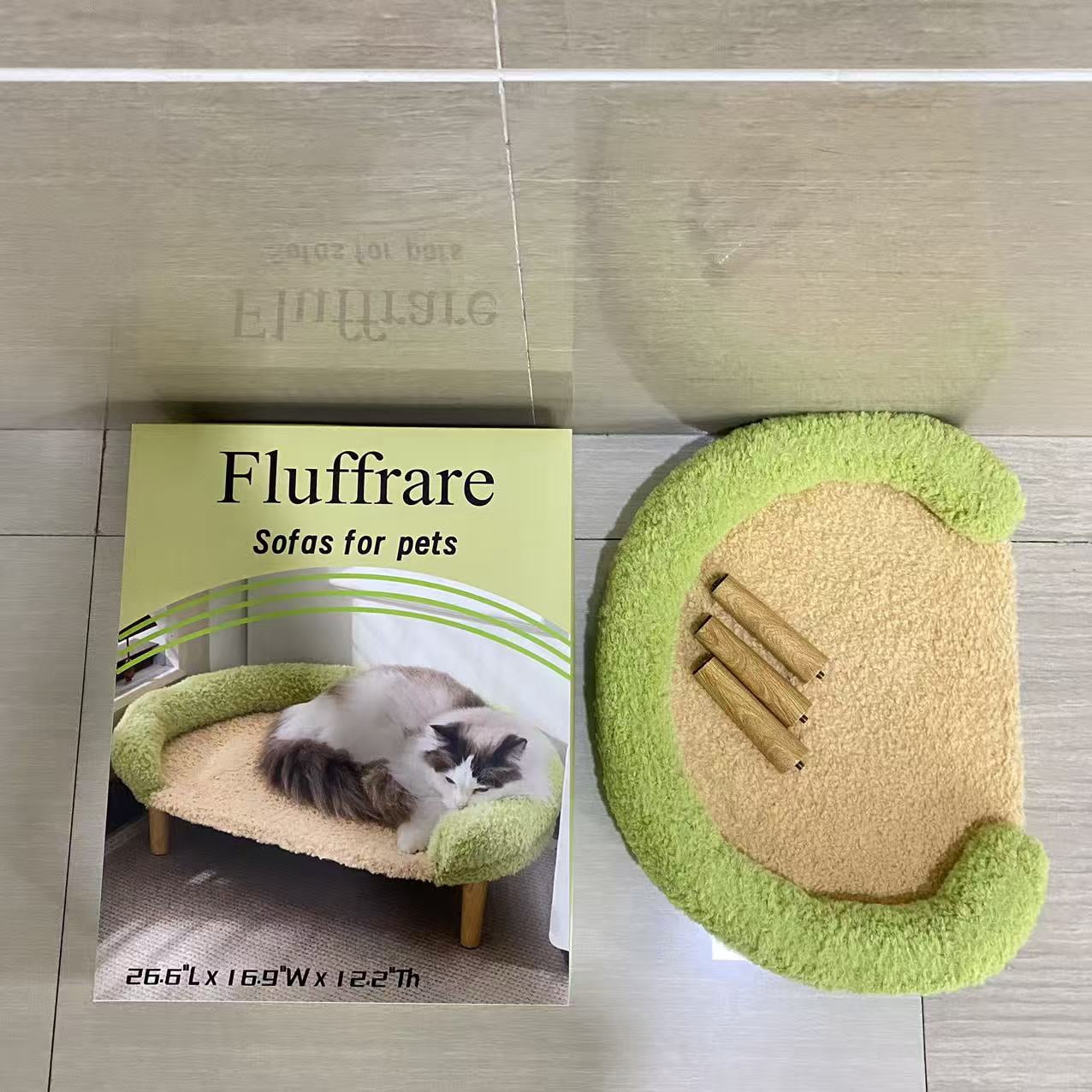 Fluffrare Sofas for pets, Sofas For Pets with Removable Washable Cover, Elevated Cat Couch for Cats & Small Medium Dogs, Wooden Pet Sofa Modern Pet Furniture