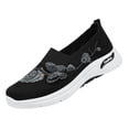 thumbnail image 2 of HTHLVMD Floral Embroidered Mesh Sneakers, Slip-On Walking Shoes, Womens Breathable Knit Slip-On Walking Shoes Embroidered Slip On Sneakers Lightweight Comfortable Orthopedics Walking Shoe, Black 5.5, 2 of 6