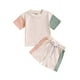 thumbnail image 1 of Odeerbi 0-3 Años Niños Niñas Conjunto de Verano Camiseta de Manga Corta de Algodón Color Block Shorts Conjunto de Dos Piezas, 1 of 9