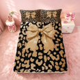 thumbnail image 4 of Homewish Cute Bowtie Bed Sheets for Girls, Black Gold Cheetah Print Full Size Sheets, 4 Pieces (1 Flat Sheet, 1 Fitted Sheet and 2 Pillowcases), 4 of 6