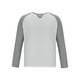 thumbnail image 4 of Blusas y camisas de manga larga con cuello en V para hombre, estilo casual, de color liso, con empalme, de manga larga y cuello en V, de poliéster y algodón., 4 of 5