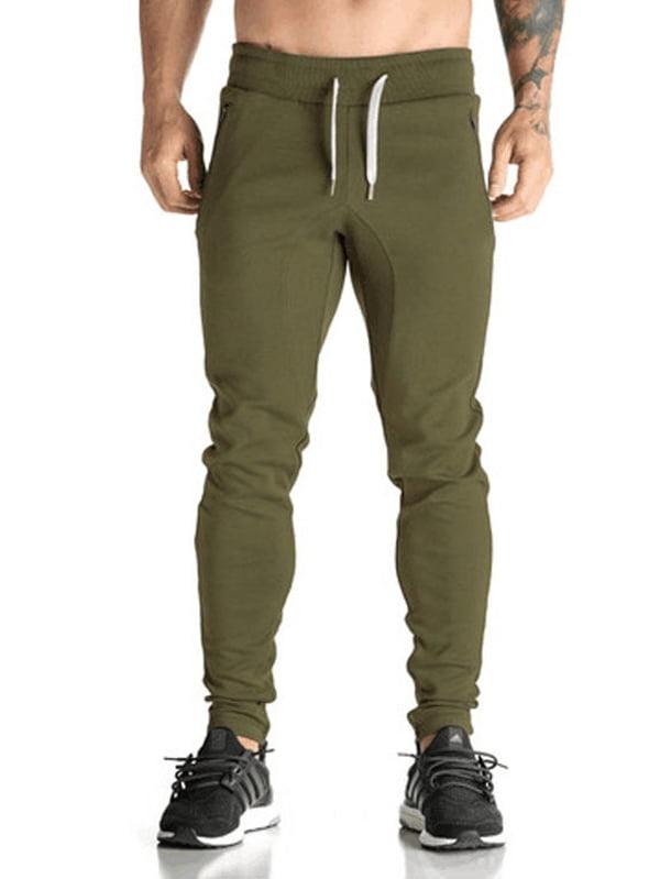 Men/'s Athletic Workout Running Jogging Gym Fitness Zip Pocket Jogger Sweat Pants
