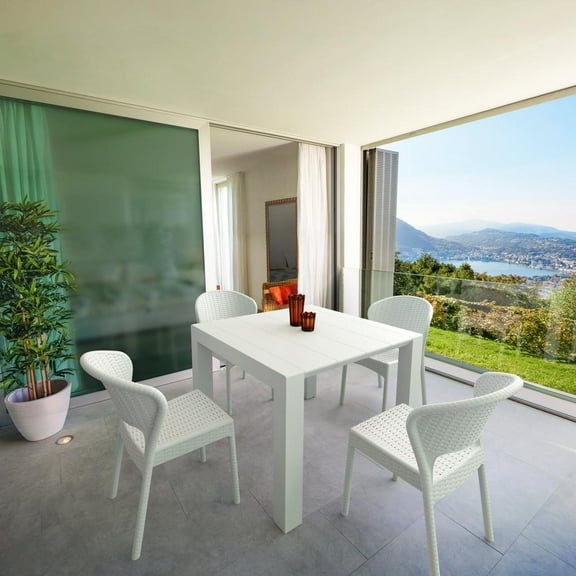 Compamia Daytona 5 Piece Extendable Patio Dining Set in White