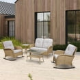 thumbnail image 2 of PARKWELL 5-Piece Outdoor Patio Conversation Furniture Set for Backyard, Deck w/Wicker Rocking Chairs Matching Side Table,Loveseat,Coffee Table, Seat Cushions, 2 of 6