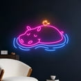 thumbnail image 2 of Handmadetneonsign Hippo Neon Sign, Hippopotamus Led Sign, Hippo And Bird Led Sign, Hippopotamus, 2 of 5