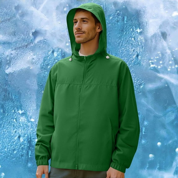 Gamivast Sun Protection Hoodie for Men Solid Lightweight Jackets Windbreaker Jackets Toggle Hooded Outdoor Casual Travel Hiking Cycling Daily Wear