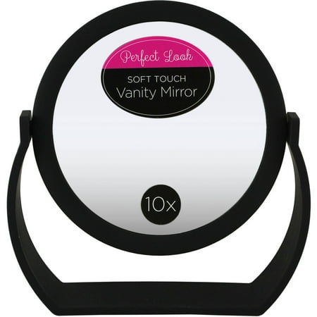 Swissco Soft Touch Round Standing Mirror 1X/10X in Black