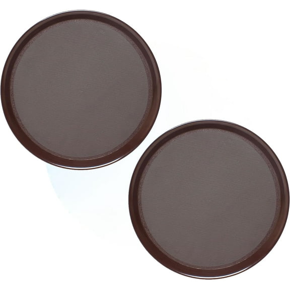 TrueCraftware- Set of 2 Round 12” Anti-Slip Serving Tray with Textured Surface Black Color- Multi-Purpose Serving Trays Food Server Food Service Trays for Restaurant Parties Breakfast Cafe Bar