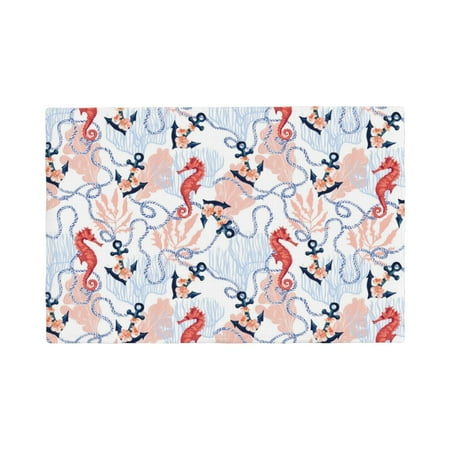 

Placemats Set of 4 Sea Horse And Corals Heat Resistant Non - Slip Place mats Waterproof table mat for Kitchen Dining-6片装