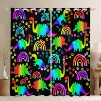 Castle Fairy Teens Animal Dinosaurs Curtains Pack of 2 (42x84 Each),Floral Rainbow Curtains Blackout,Abstract Gradient Bedroom Curtains,Lightweight Room Decor