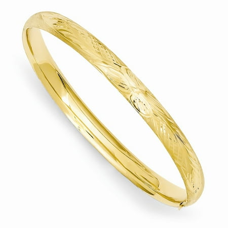 Gold Engraved Bangle - Roy Rose Jewelry 14K Yellow Gold Florentine Engraved Baby Bangle Bracelet ~ length: 6 inches