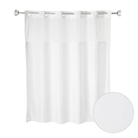 Whitmor No Hook Split Ring Plainweave Shower Curtain with Window, No Snap Liner, 71" x 74"
