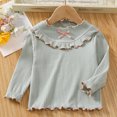 thumbnail image 2 of fatyb Toddler Baby Girls Long Sleeve Tops Crew Neck Cotton Undershirts Infant Cute Ruffle Bottom Shirts, 2 of 3