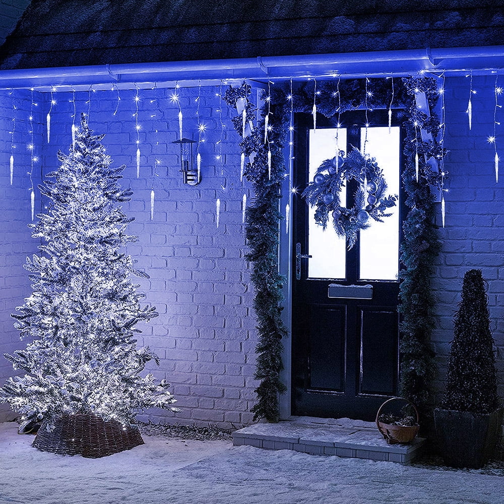 DONGPAI Christmas Icicle Lights, 11.5Ft 96 LED 8 Modes Icicle String Lights with 16 Drops Window Curtain Fairy Lights Outdoor Indoor for Christmas Wedding Holiday Decor