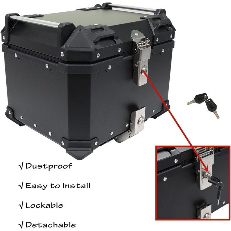 SHZAITOR 45L Motorcycle Top Case Tail Box Sturdy Luggage Storage Rear Tour Box