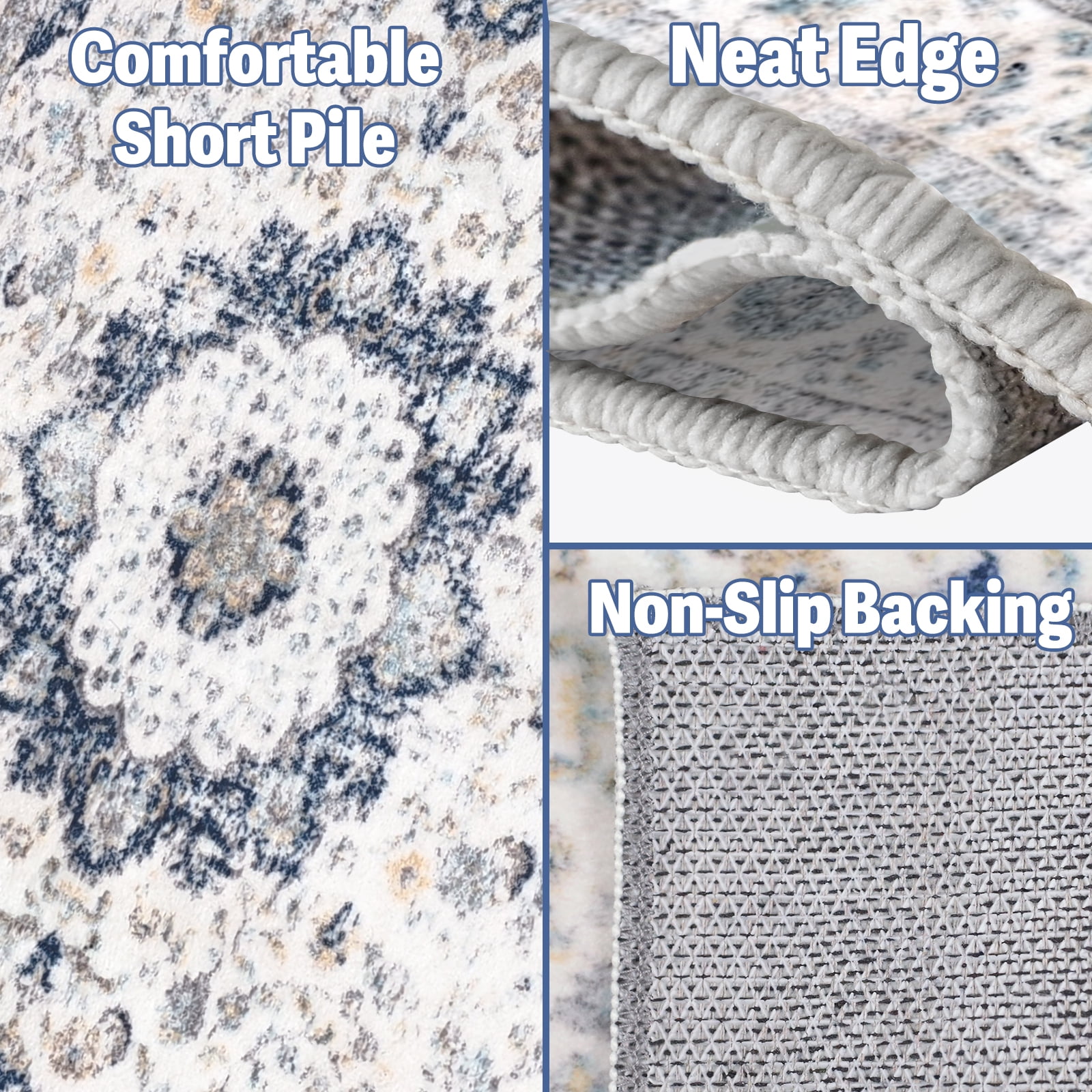 Meafeng 5'3" x 7'7" Area Rugs (5x8), Home Decor Non-Slip Carpets, Washable Rug for Bedroom Living Room, Blue