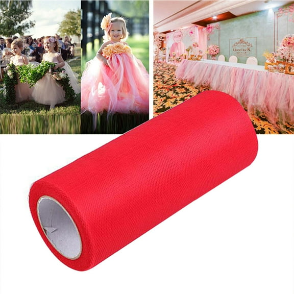 ORDDIART Red Tulle Fabric Spool for Wedding Aisle Decor 5.9Inch x 25Yards 1Pcs