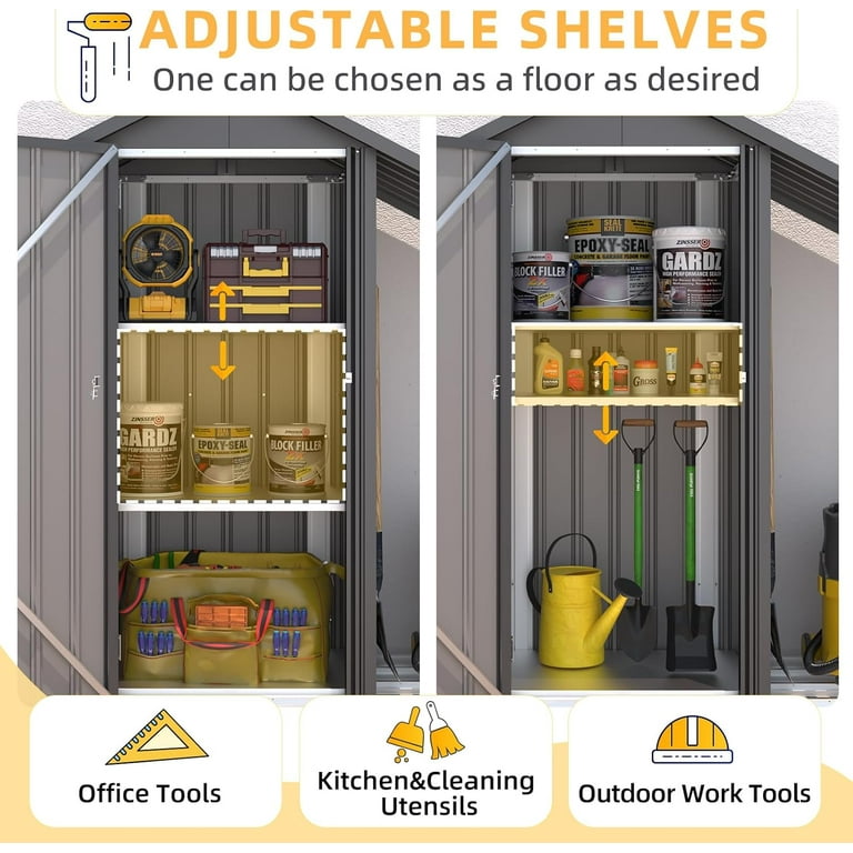 YODOLLA Metal Storage Shed Organizer for Garden Patio Gray with