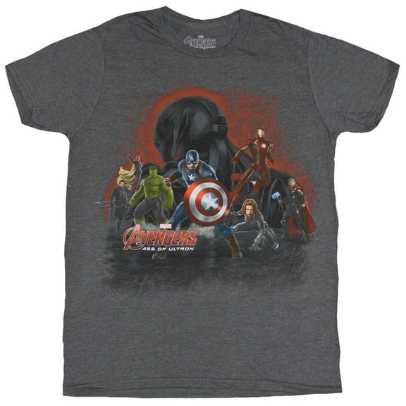 The Avengers (Marvel Comics) Mens T-Shirt - Age of Ultron Group Under Ultron (Small)