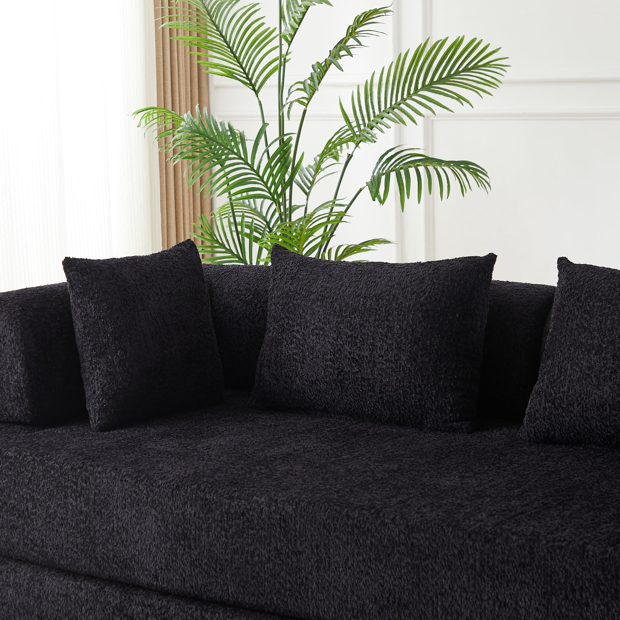 78.9inch Convertible Sleeper Sofa,Chenille Folding Mattress Sofa with DIY Removable Armrests,Floor Standing Lounge Sofa for Living Room Bedroom Small Space,Black