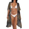 thumbnail image 3 of HELLHERO Breathable Long Kimono Swimsuit Cover Up for Vacation Polyester Lightweight Bathing Suit Cover Up Floral Design, 3 of 6
