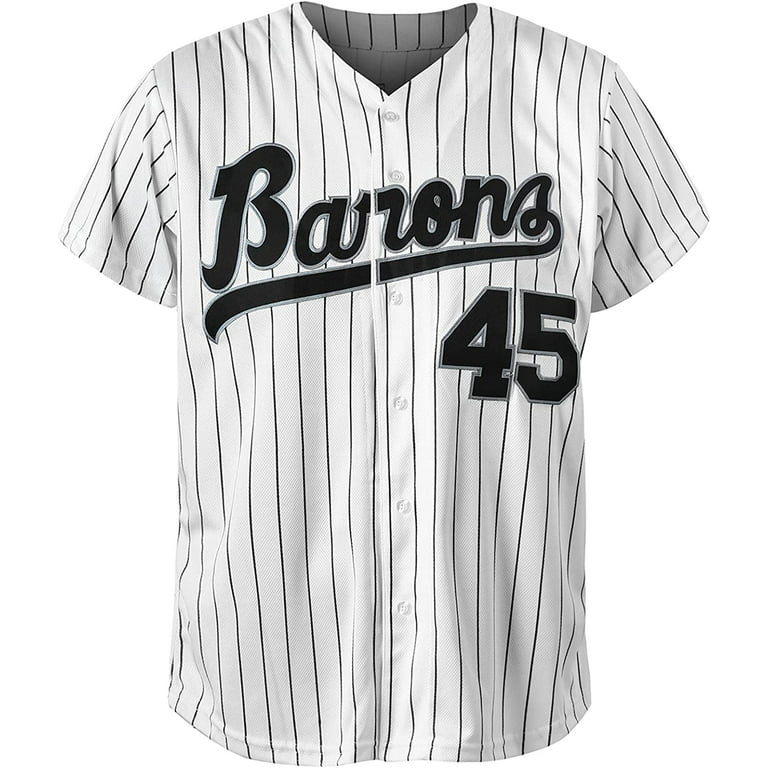 Tocament 90s Outfit for Men and Women,Barons #45 Unisex Hip Hop Clothes,Baseball  Jersey Shirts for Party Baseball Gift 