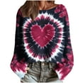 thumbnail image 3 of GaThRRgYP Womens Long Sleeve Knit Top Easy Wear,Women's Winter Heart Printed Long Sleeved Round Neck Pullover Fashion Casual Loose Top Wine S, 3 of 4