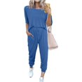 thumbnail image 1 of Womens Short Sleeve Two Piece Outfits Loungewear Sweatsuit Sets Outfits Athletic Tracksuits, 1 of 5