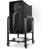 360Tronix Height Adjustable Computer Tower Stand, Metal Rolling Cart on Wheels for ATX Case Printer, Black Square Tube