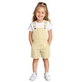 thumbnail image 2 of OOOUM Kids Shorts Overalls Solid Color Shorts Denim Jumpsuit With Pocket Adjustable Straps Casual Fit Summer Vacation Short Rompers Beige 12-13 Years, 2 of 9