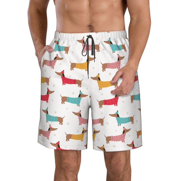 Fotbe Dachshund Dog Puppy Trajes de Baño Estampados para Hombre, Shorts de Verano de Secado Rápido, Ropa de Playa, Bañadores-XX-Large