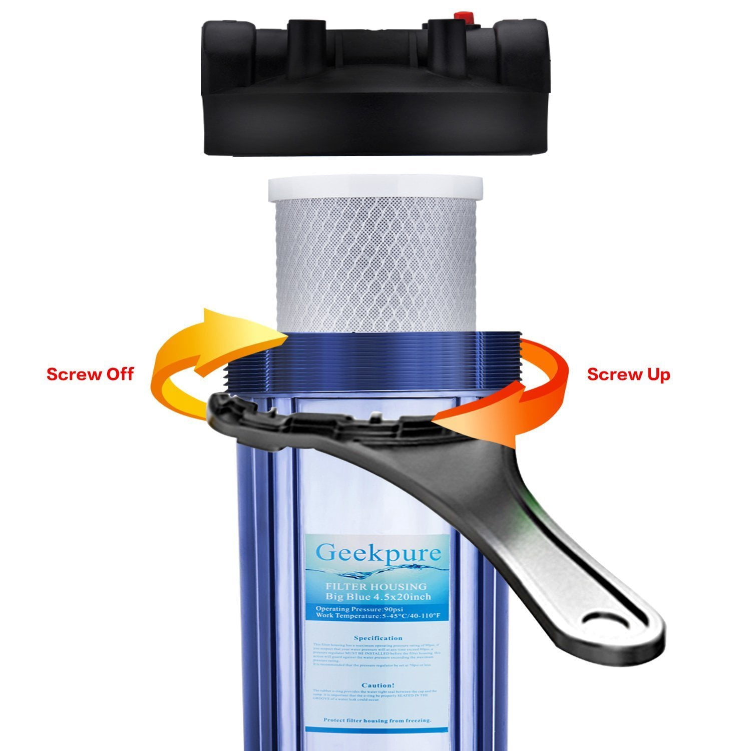 Geekpure 20-Inch Universal Compatible Big Blue Carbon Block Water Filter Cartridge- 4.5 Inch x 20 Inch
