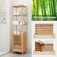 thumbnail image 5 of Giantex Tall Bamboo Cabinet, Slim Narrow Floor Freestanding Linen Tower Rack for Bathroom, Living Room or Kitchen, 5 of 8