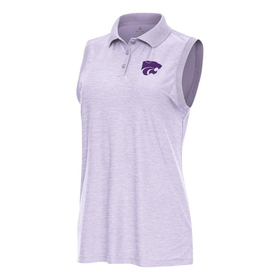 Women's Antigua  Heather Purple Kansas State Wildcats Recap Sleeveless Polo