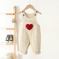 thumbnail image 2 of Bodysuit Valentine's Day Baby Boy Girl Striped Sleeveless Button Front Romper Soft Outfit for Beige 2 Years-3 Years, 2 of 7