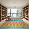 thumbnail image 2 of ODIKA 9'x12' Vibrant Multi Rainbow Stripe Geometric Washable Area Rug Horizontal Bands Abstract Waves Circles for Great Room, Indoor Concept, Large Living Low Pile, Flatwoven, 2 of 7