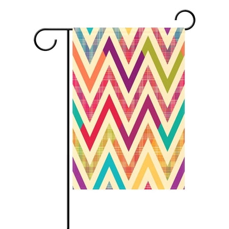 POPCreation Bright Colorful Chevron Garden Flag Rainbow Striped Outdoor Flag Home Party 28x40 inches