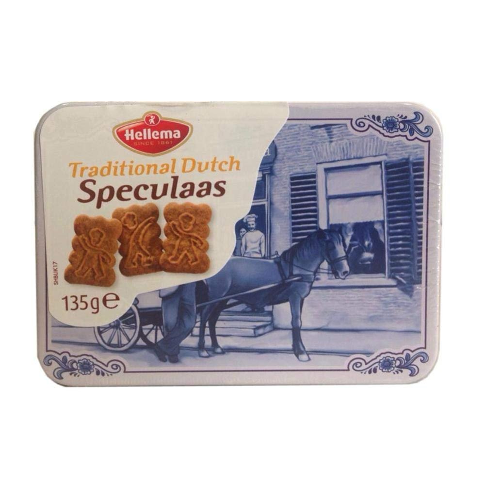 Hellema Speculaas Spiced Gourmet Cookies in Delft Tin (Dutch) (4.7 Oz